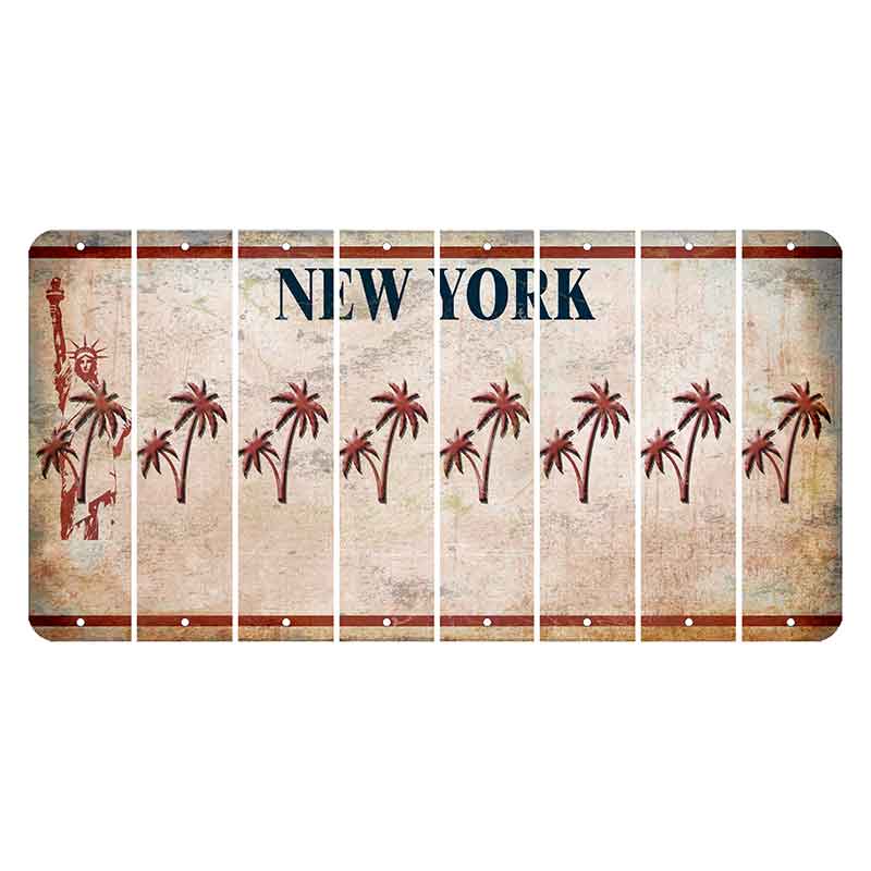 New York Statue of Liberty Cut License Plate Strips (Set of 8) Palm Trees