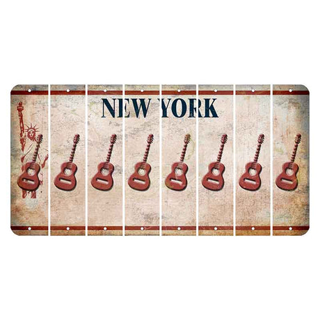 New York Statue of Liberty Cut License Plate Strips (Set of 8) Guitar