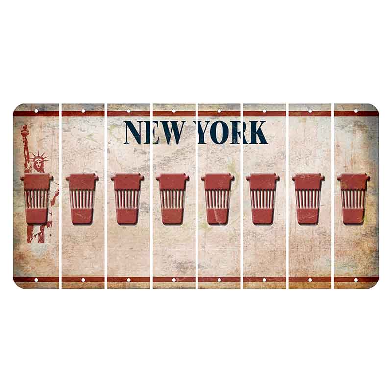 New York Statue of Liberty Cut License Plate Strips (Set of 8) Latte