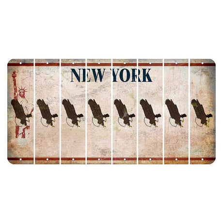 New York Statue of Liberty Cut License Plate Strips (Set of 8) Bald Eagle