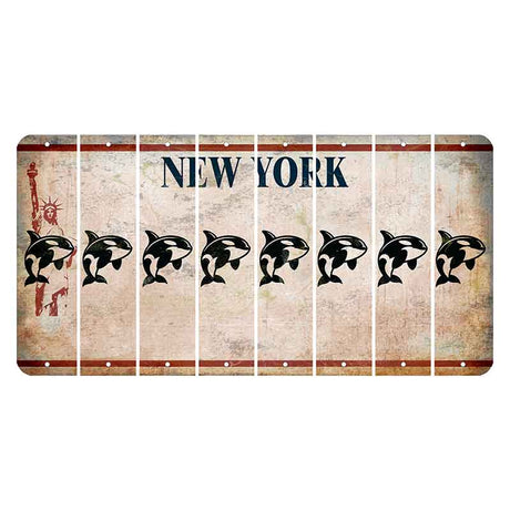 New York Statue of Liberty Cut License Plate Strips (Set of 8) Whale