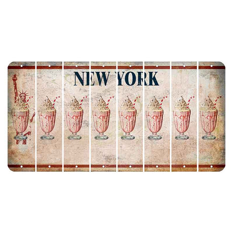 New York Statue of Liberty Cut License Plate Strips (Set of 8) Milkshake