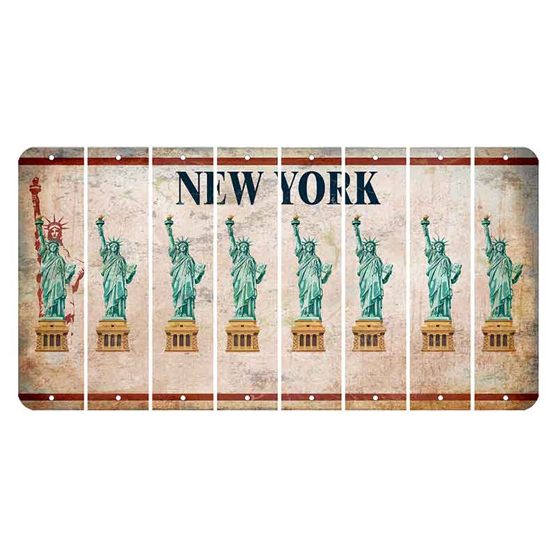 New York Statue of Liberty Cut License Plate Strips (Set of 8) Statue of Liberty