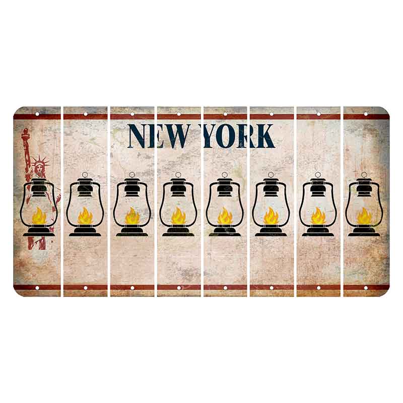 New York Statue of Liberty Cut License Plate Strips (Set of 8) Lantern