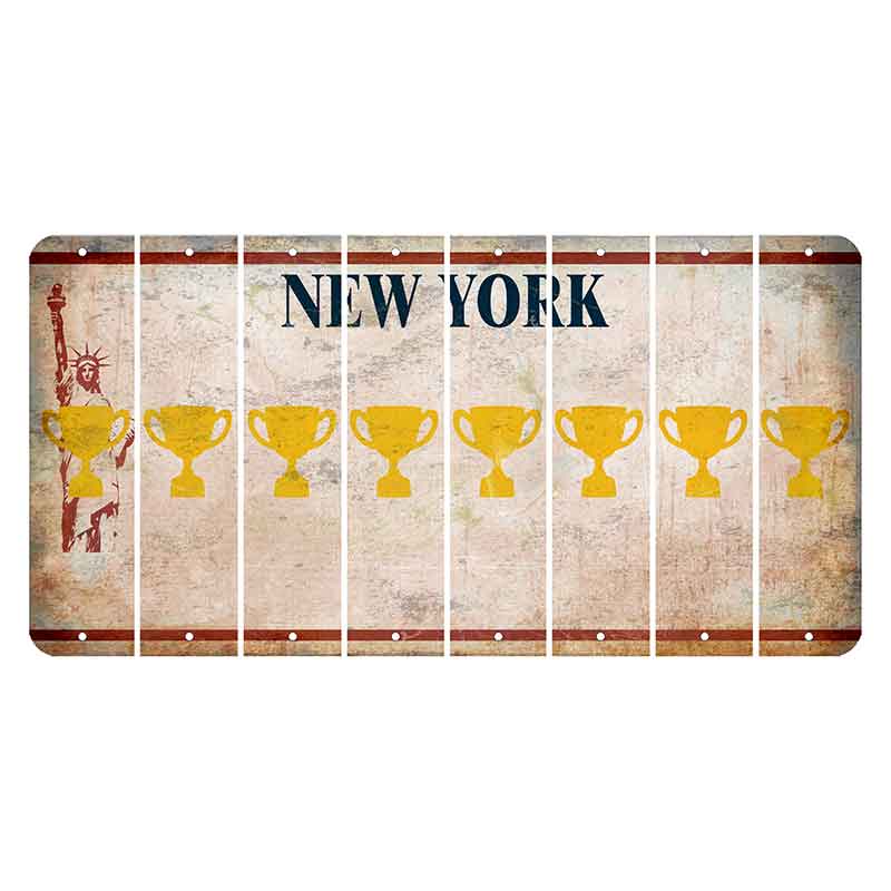 New York Statue of Liberty Cut License Plate Strips (Set of 8) Trophy