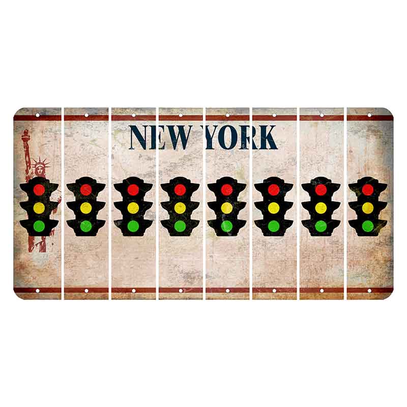 New York Statue of Liberty Cut License Plate Strips (Set of 8) Traffic Light