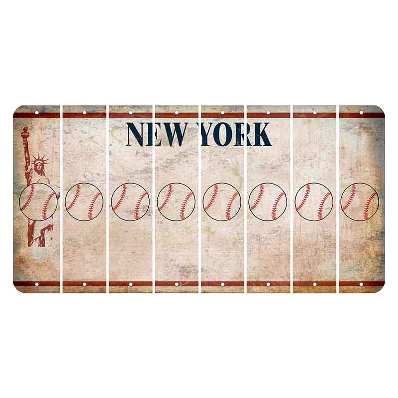 New York Statue of Liberty Cut License Plate Strips (Set of 8) Baseball