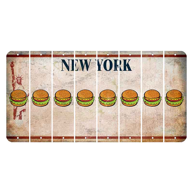 New York Statue of Liberty Cut License Plate Strips (Set of 8) Hamburger