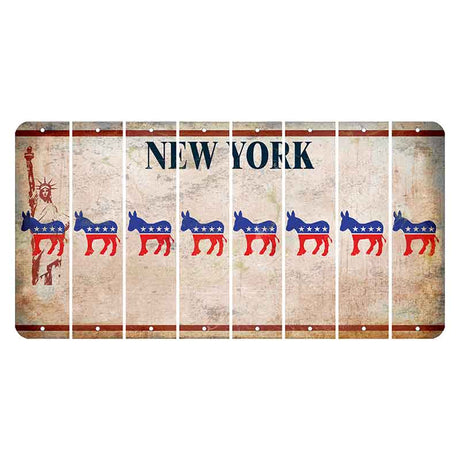 New York Statue of Liberty Cut License Plate Strips (Set of 8) Democrat