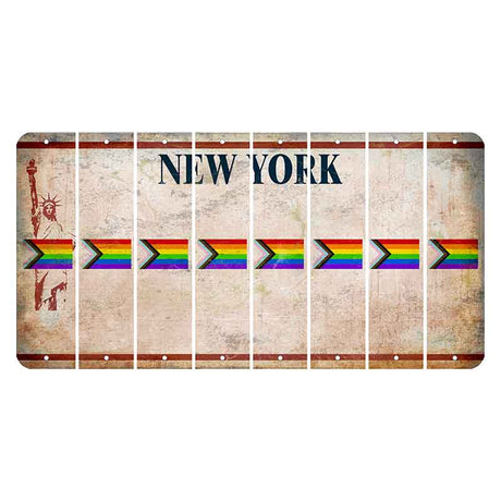 New York Statue of Liberty Cut License Plate Strips (Set of 8) LGBTQ Flag