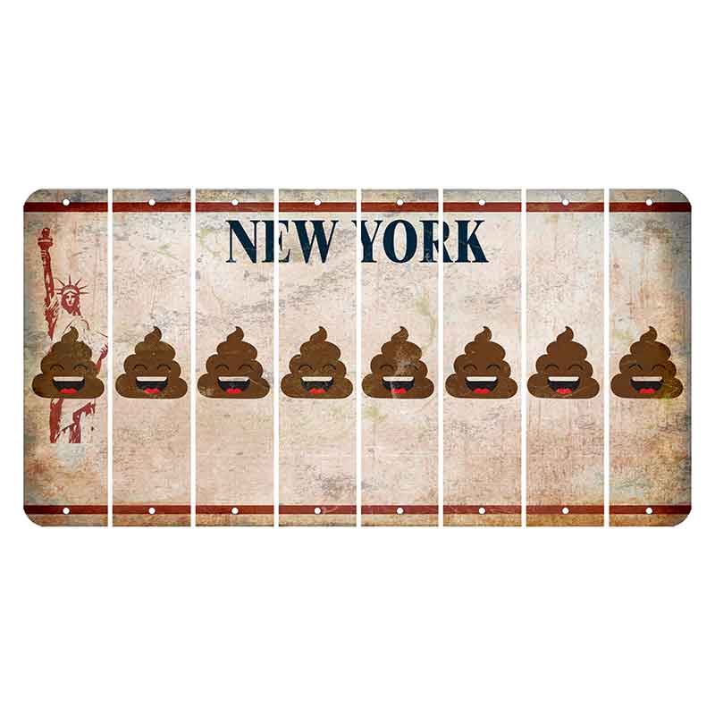 New York Statue of Liberty Cut License Plate Strips (Set of 8) Emoji - Poop