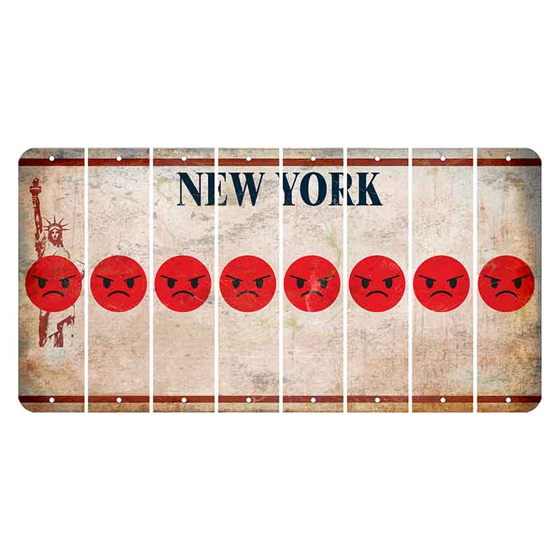 New York Statue of Liberty Cut License Plate Strips (Set of 8) Emoji - Angry