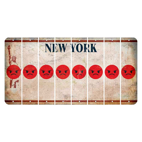 New York Statue of Liberty Cut License Plate Strips (Set of 8) Emoji - Angry