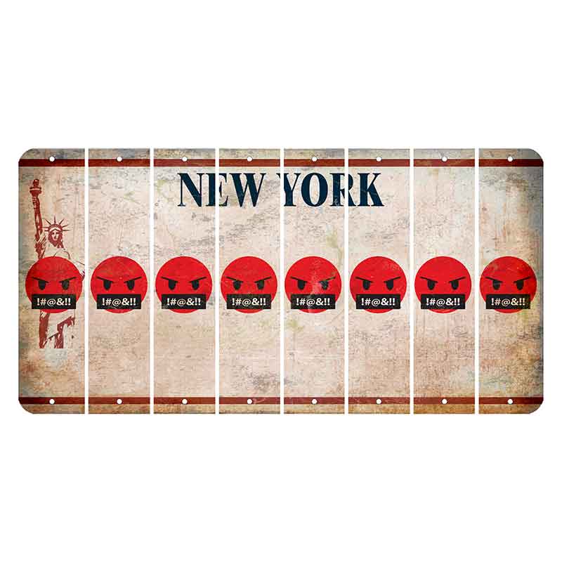 New York Statue of Liberty Cut License Plate Strips (Set of 8) Emoji - Pissed