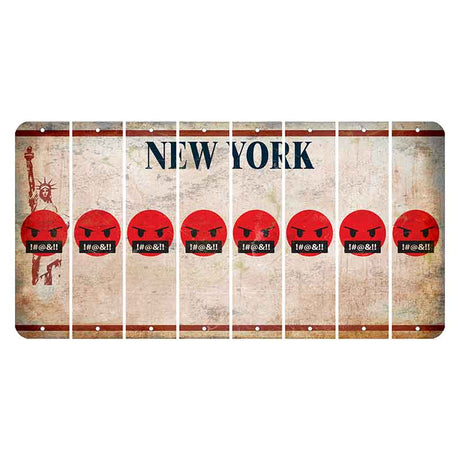 New York Statue of Liberty Cut License Plate Strips (Set of 8) Emoji - Pissed