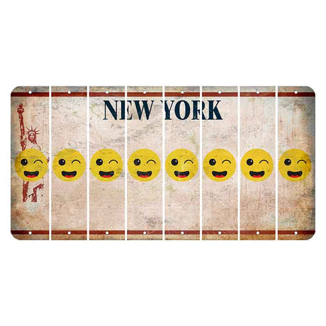 New York Statue of Liberty Cut License Plate Strips (Set of 8) Emoji - Winking