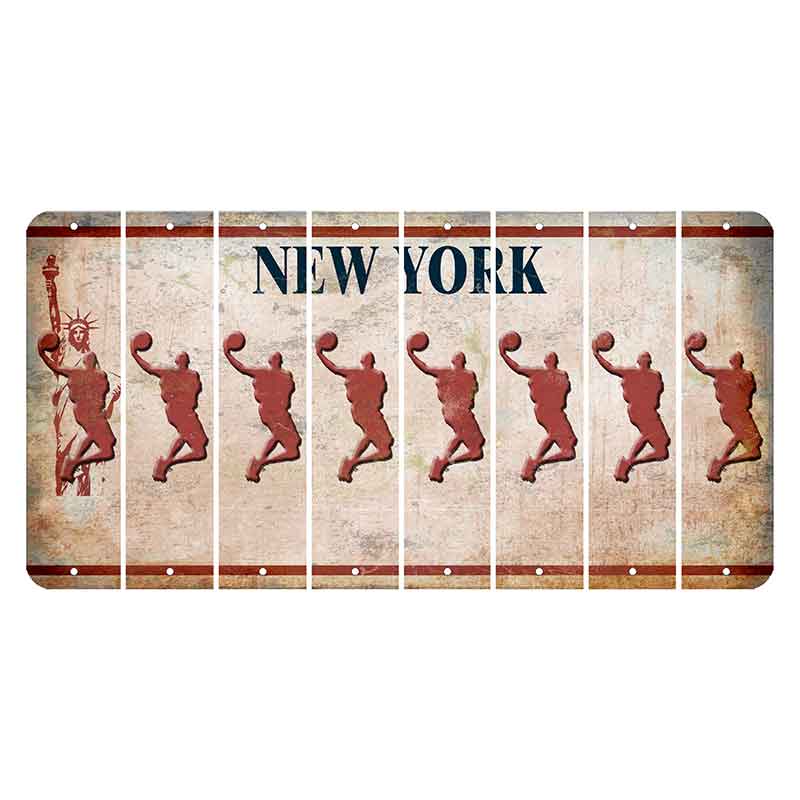 New York Statue of Liberty Cut License Plate Strips (Set of 8) Basketball Player