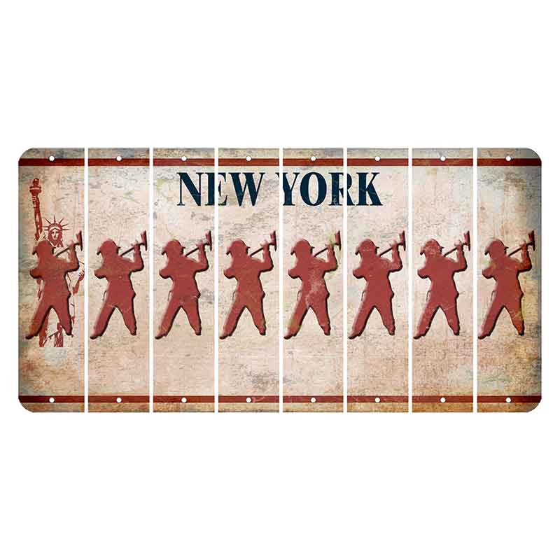 New York Statue of Liberty Cut License Plate Strips (Set of 8) Fireman with Axe