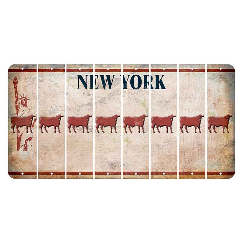 New York Statue of Liberty Cut License Plate Strips (Set of 8) Dairy Cow