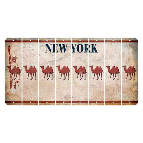 New York Statue of Liberty Cut License Plate Strips (Set of 8) Camel