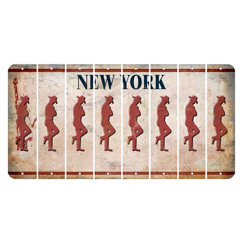 New York Statue of Liberty Cut License Plate Strips (Set of 8) Cowboy - Leaning