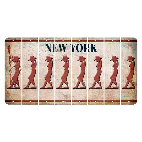 New York Statue of Liberty Cut License Plate Strips (Set of 8) Cowgirl - Leaning