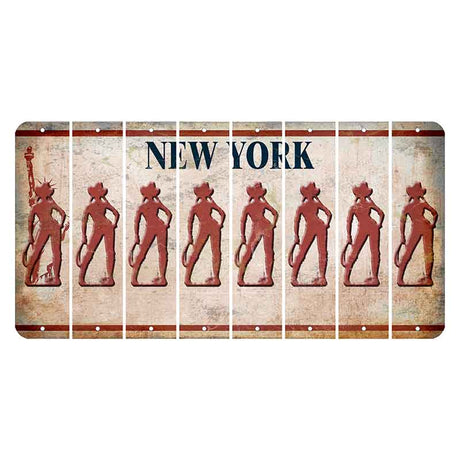 New York Statue of Liberty Cut License Plate Strips (Set of 8) Cowgirl