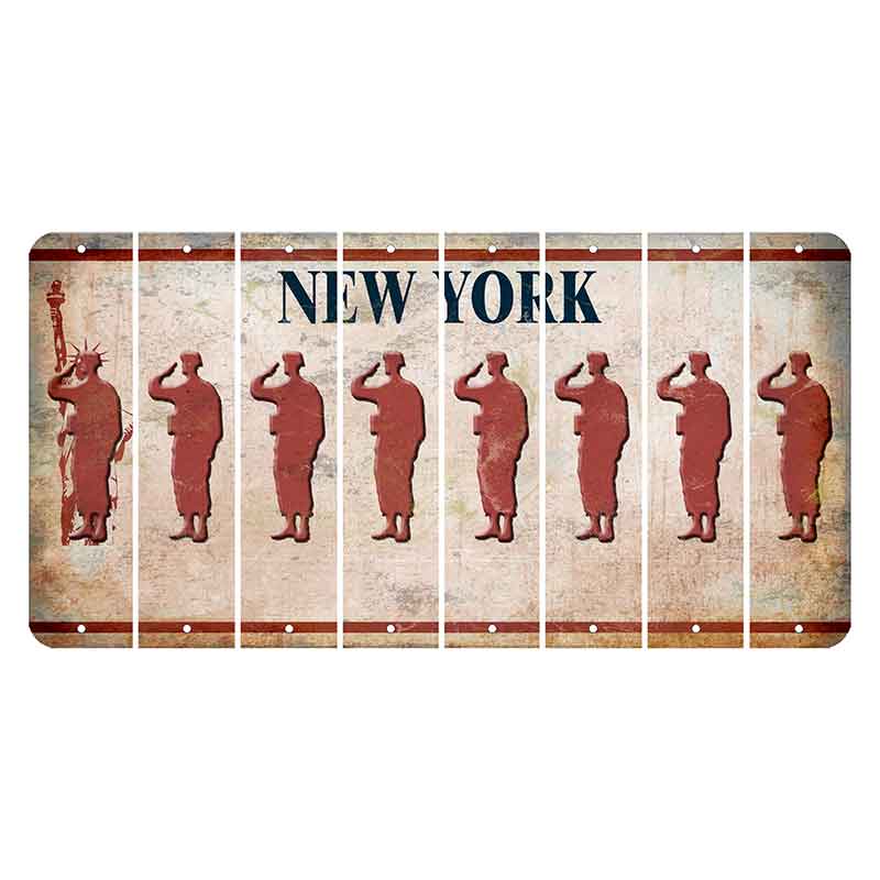 New York Statue of Liberty Cut License Plate Strips (Set of 8) Soldier - Saluting