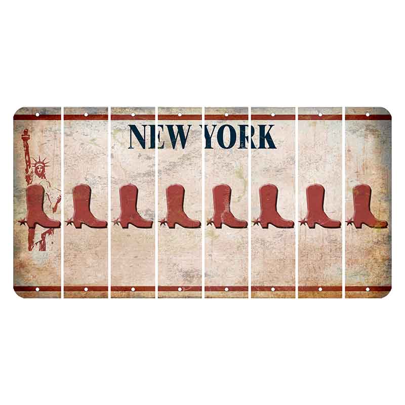 New York Statue of Liberty Cut License Plate Strips (Set of 8) Cowboy Boot