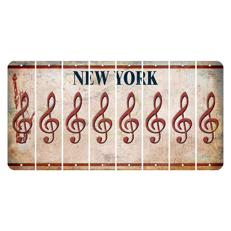 New York Statue of Liberty Cut License Plate Strips (Set of 8) Music Note