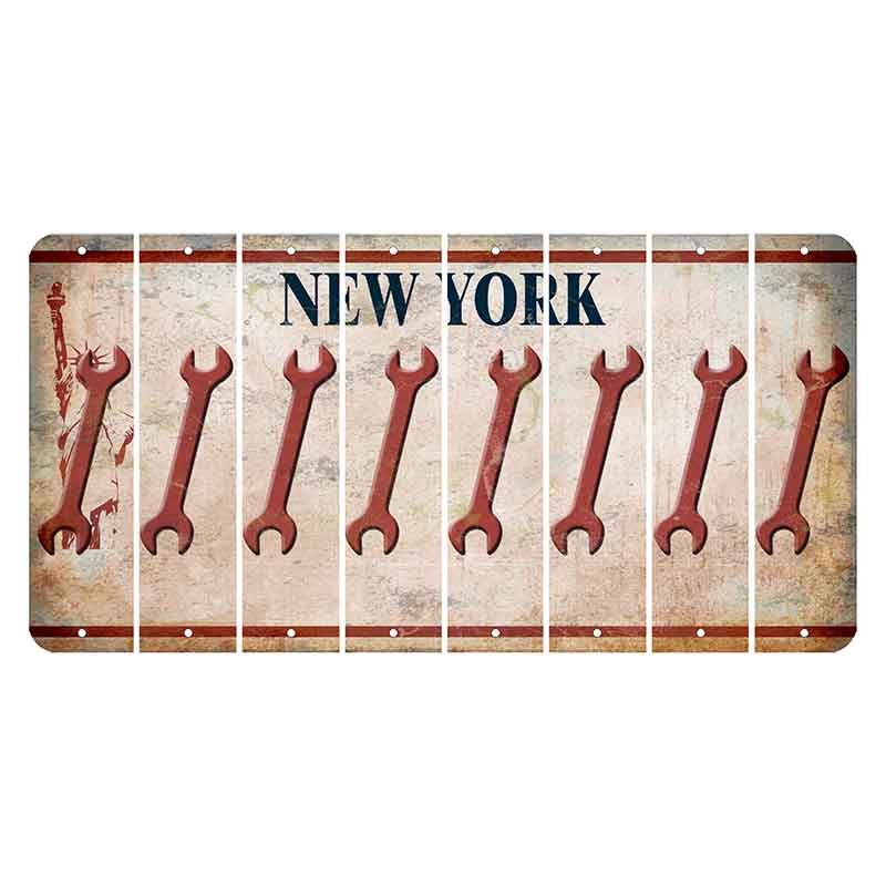 New York Statue of Liberty Cut License Plate Strips (Set of 8) Wrench