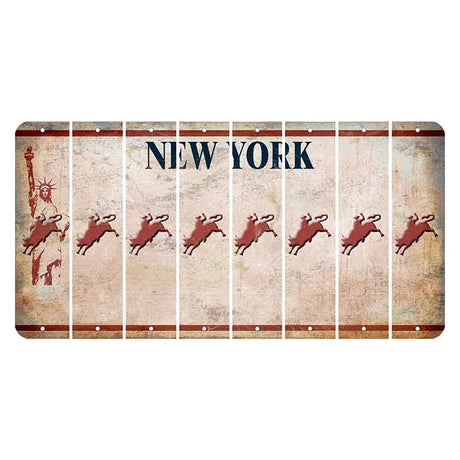 New York Statue of Liberty Cut License Plate Strips (Set of 8) Bull Rider