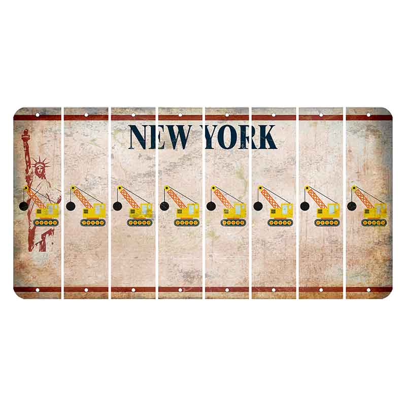 New York Statue of Liberty Cut License Plate Strips (Set of 8) Wrecking Ball Crane