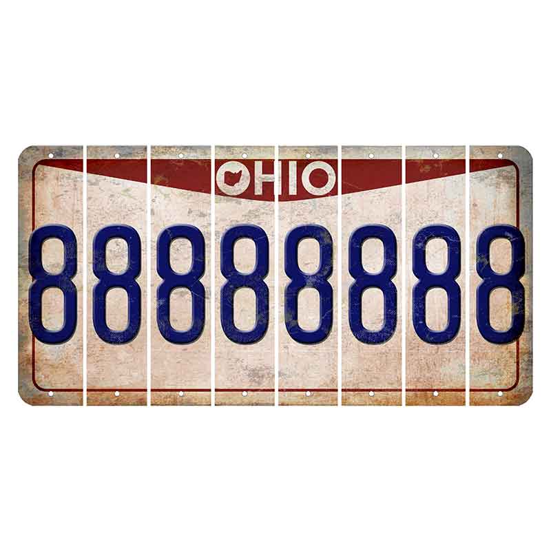 Ohio Pride Cut License Plate Strips (Set of 8) 8