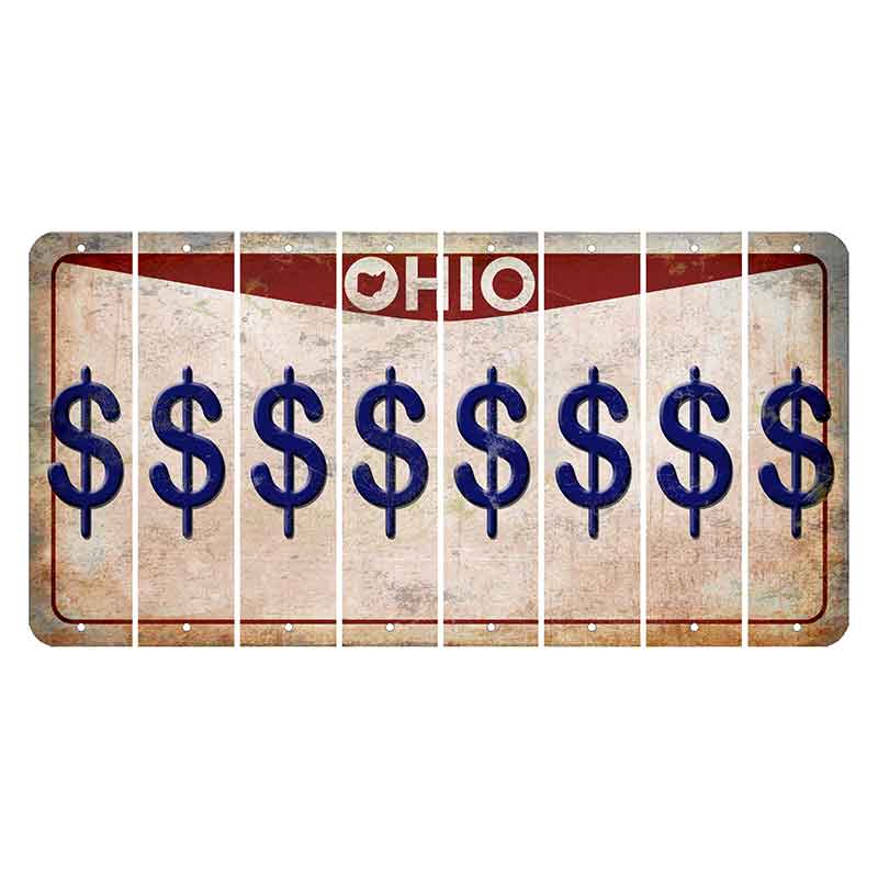 Ohio Pride Cut License Plate Strips (Set of 8) Dollar Sign