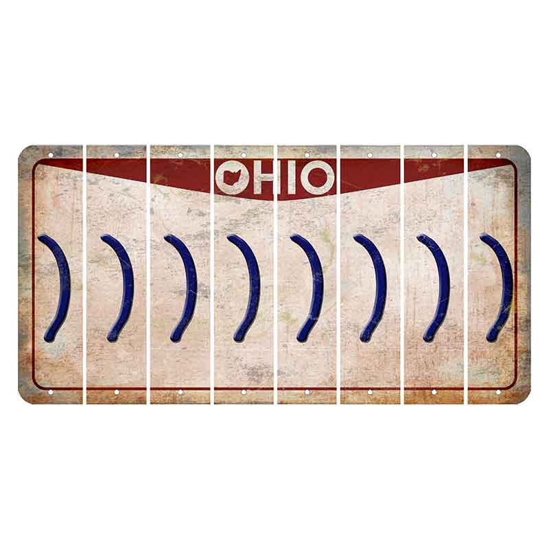 Ohio Pride Cut License Plate Strips (Set of 8) Parenthesis - Right