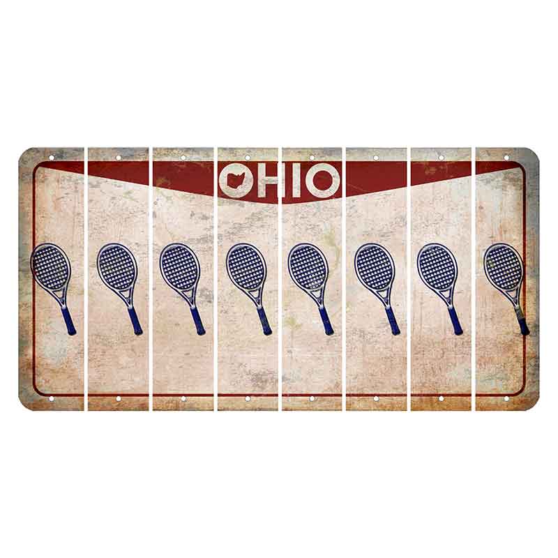 Ohio Pride Cut License Plate Strips (Set of 8) Tennis Racket