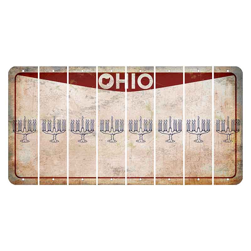 Ohio Pride Cut License Plate Strips (Set of 8) Menorah