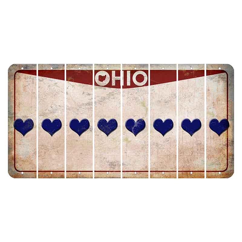 Ohio Pride Cut License Plate Strips (Set of 8) Heart