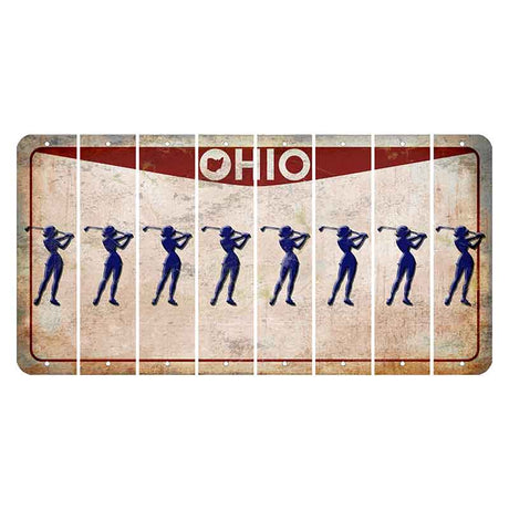 Ohio Pride Cut License Plate Strips (Set of 8) Female Golfer