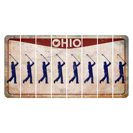 Ohio Pride Cut License Plate Strips (Set of 8) Male Golfer