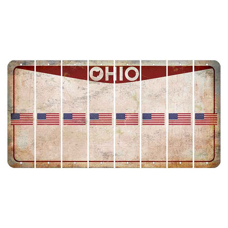 Ohio Pride Cut License Plate Strips (Set of 8) American Flag