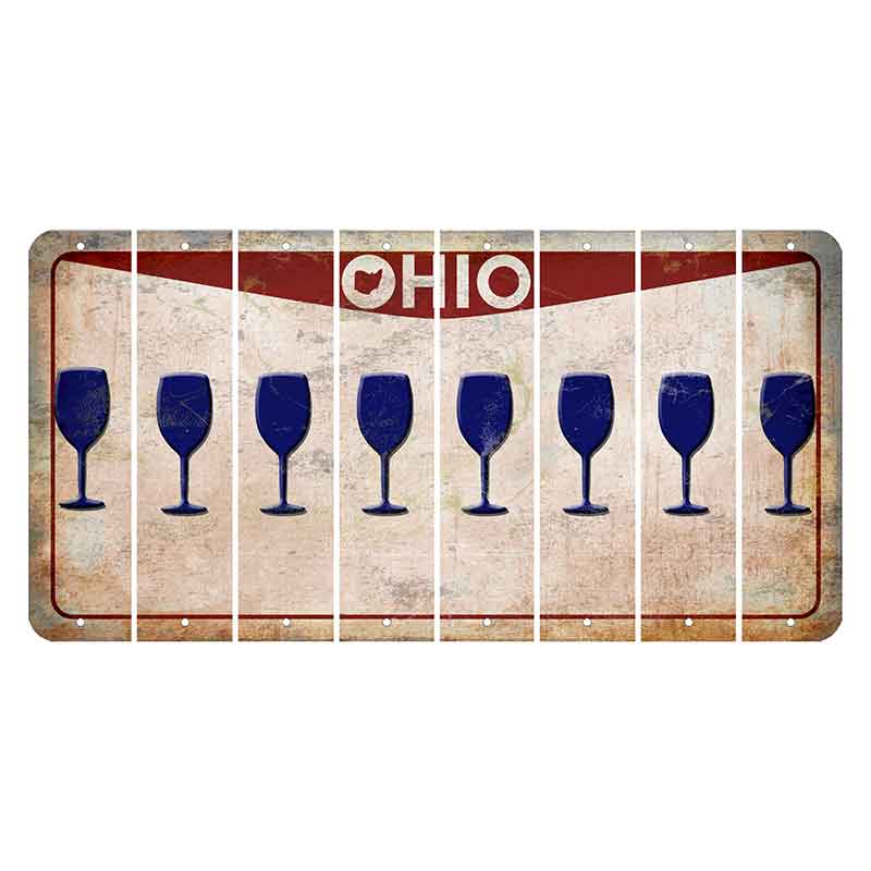 Ohio Pride Cut License Plate Strips (Set of 8) Wine Glass