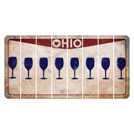 Ohio Pride Cut License Plate Strips (Set of 8) Wine Glass