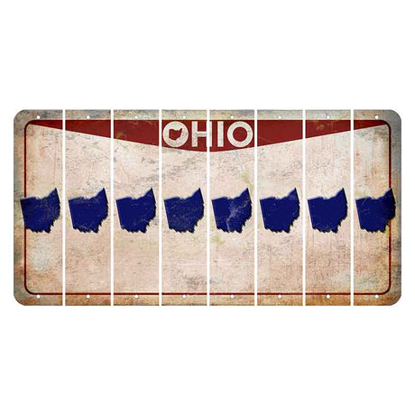 Ohio Pride Cut License Plate Strips (Set of 8) State Silhouette