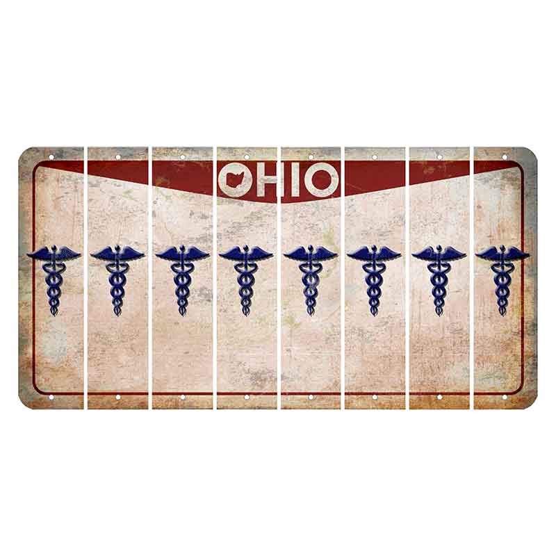 Ohio Pride Cut License Plate Strips (Set of 8) Caduceus