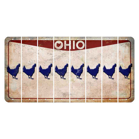 Ohio Pride Cut License Plate Strips (Set of 8) Chicken