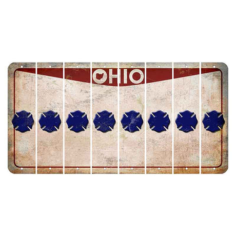 Ohio Pride Cut License Plate Strips (Set of 8) Fire Badge