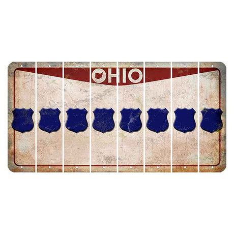 Ohio Pride Cut License Plate Strips (Set of 8) Police Badge