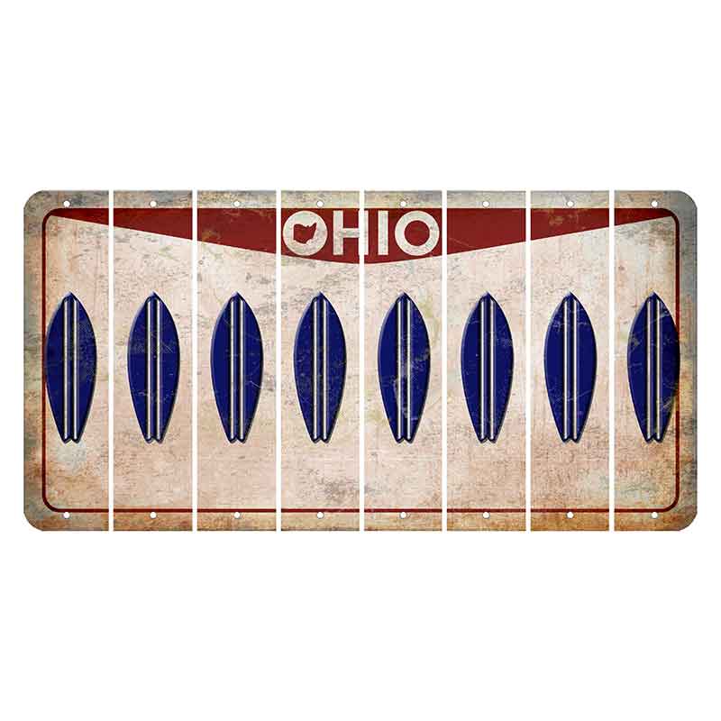 Ohio Pride Cut License Plate Strips (Set of 8) Surfboard